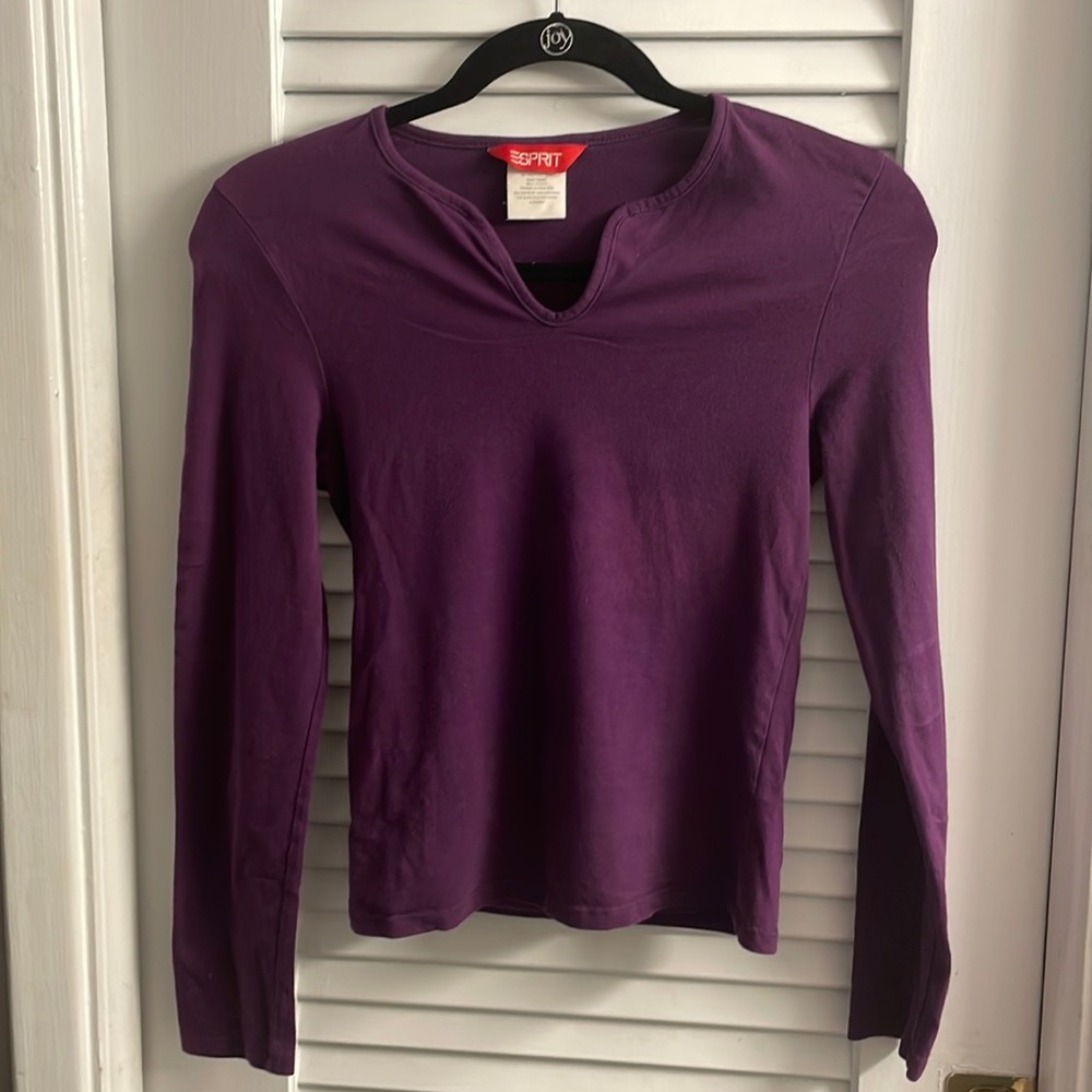 Vintage ESPRIT 90s Deep Purple Shirt W/Unique Neckline;XS; Great Condition!